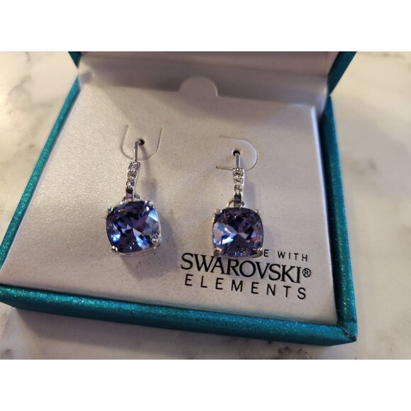 Shine Fine Silver-Plated Earrings Made With Swarovski Elements In Gift Box - Picture 3 of 6